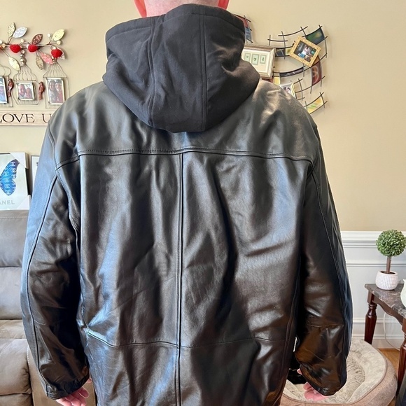 Black Rivet Vintage Leather Jacket with Hoodie - 3XLT - Picture 3 of 9